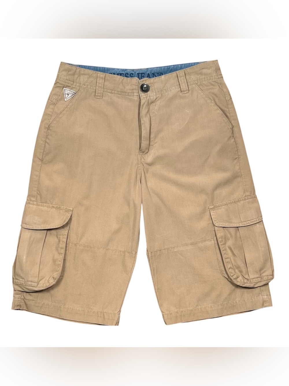 Guess Boys’ Khaki Utility Cargo Summer Shorts Size 12 100% Cotton Casual
